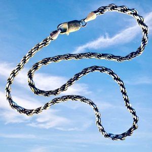 Aurafin Italy Sterling Silver 925 Braided Chain Lobster Clasp 18"